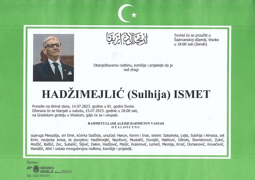 In memoriam: Ismet Hadžimejlić (1943-2023)