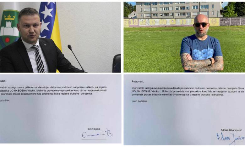 Emir Bijedić i Adnan Jašarspahić podnijeli neopozive ostavke na pozicije u UO NK Bosna